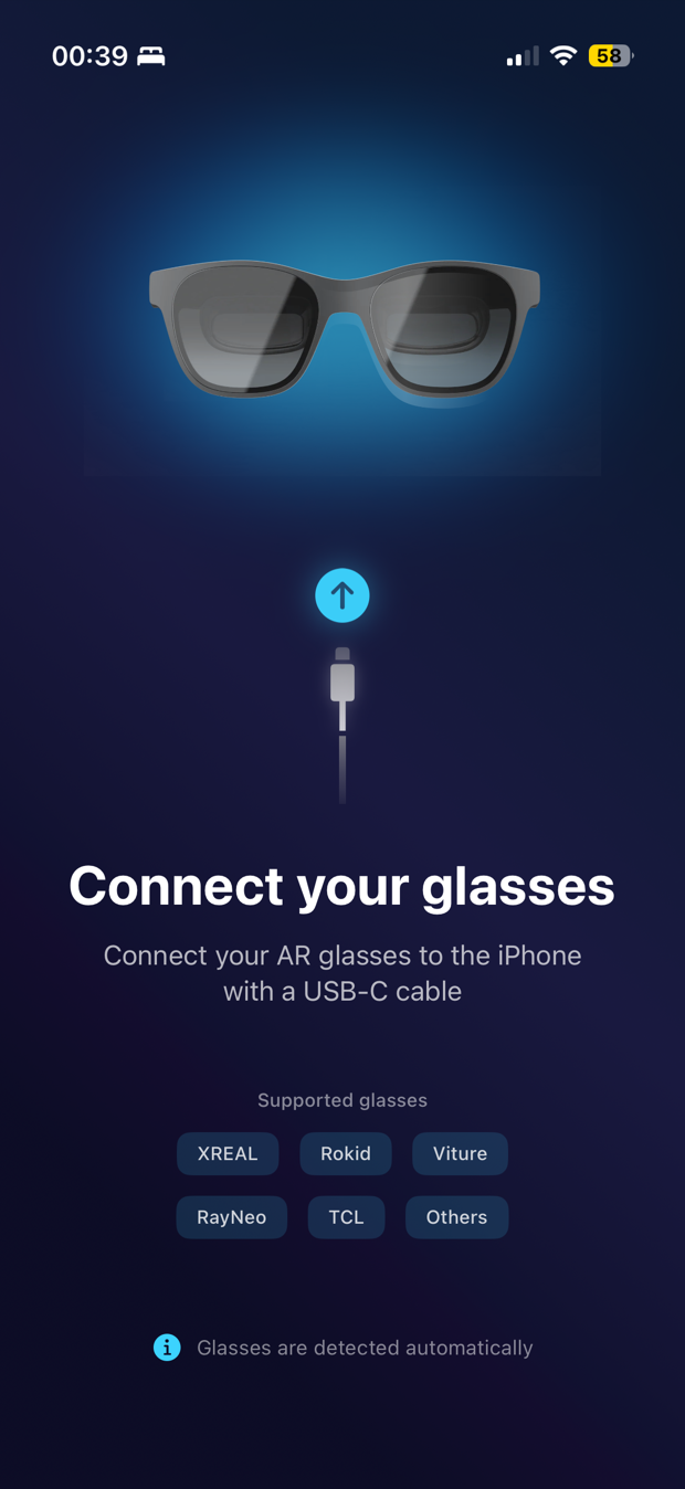 XPlayer2 on iPhone — connect your AR glasses screen